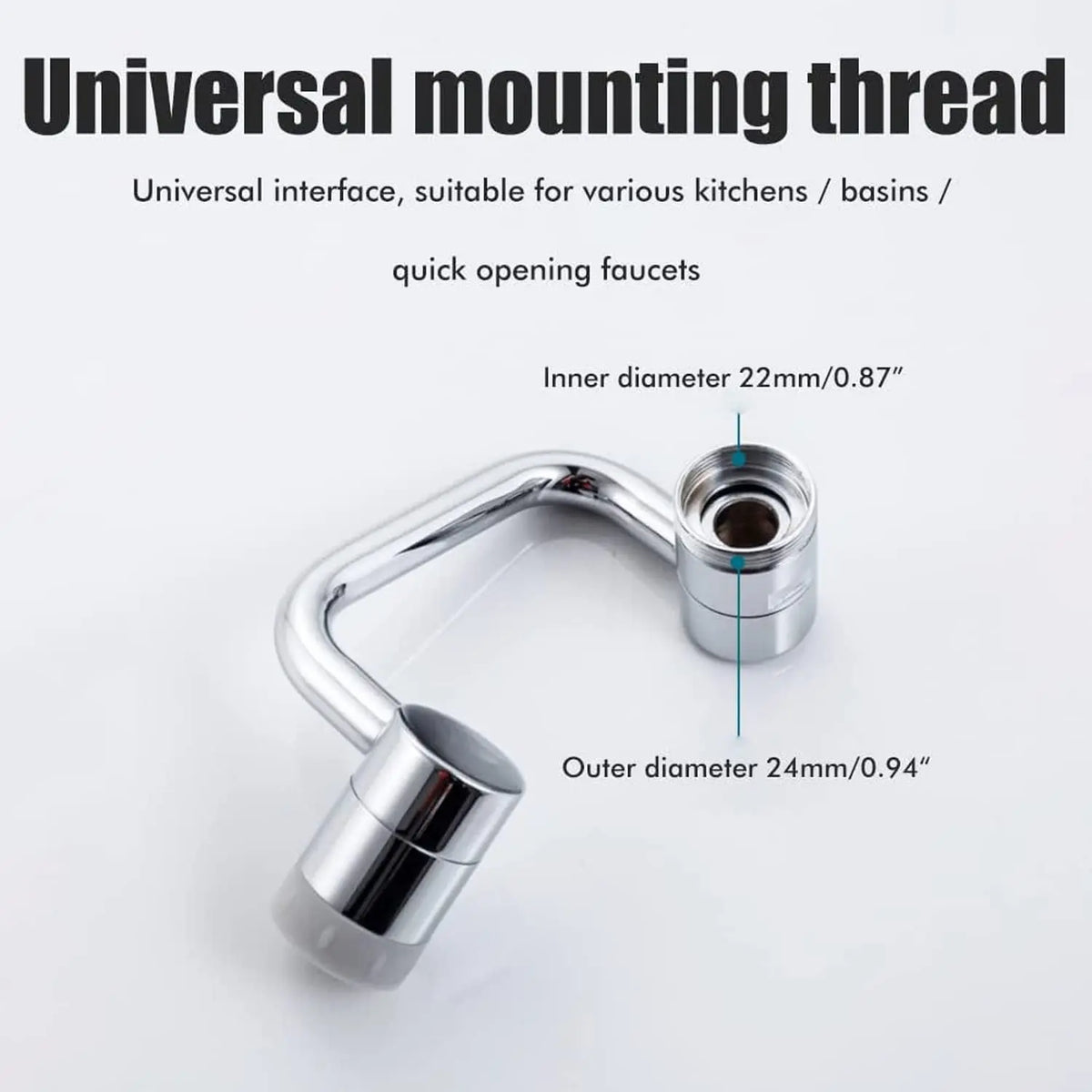 Stainless Steel 1080° Swivel Faucet Extender Splashproof with Dual Spray Mode Universal Adapter for Bathroom Sink Accessory