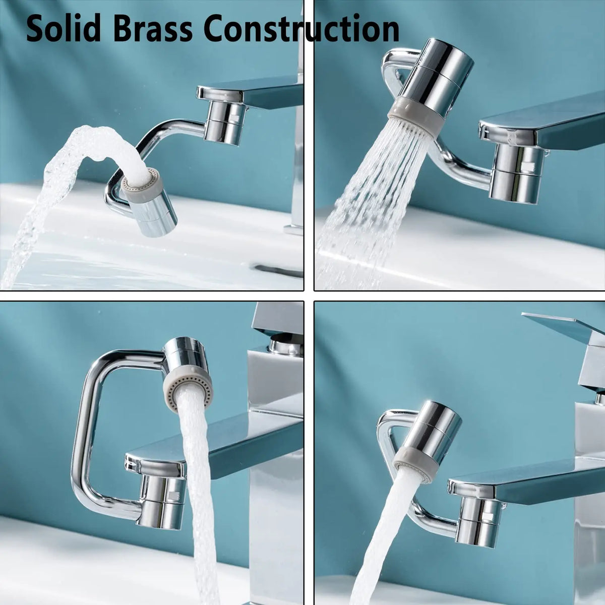 Stainless Steel 1080° Swivel Faucet Extender Splashproof with Dual Spray Mode Universal Adapter for Bathroom Sink Accessory