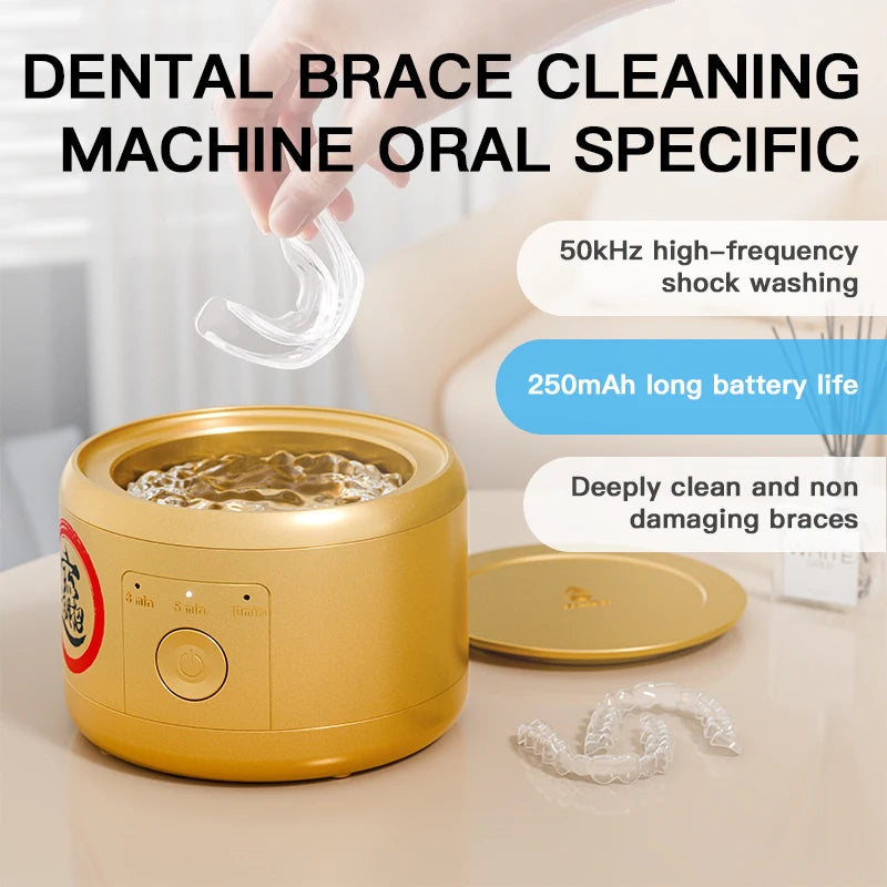 USB Rechargeable Ultrasonic Cleaner Machine – For Dentures, Retainers, Mouth Guards, Aligners & Whitening Trays – Personal Oral