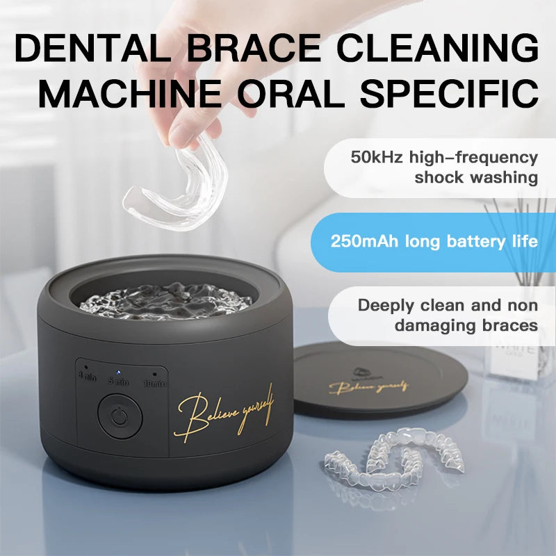 USB Rechargeable Ultrasonic Cleaner Machine – For Dentures, Retainers, Mouth Guards, Aligners & Whitening Trays – Personal Oral