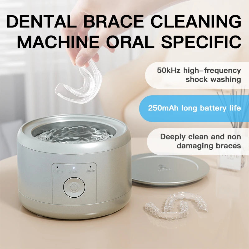 USB Rechargeable Ultrasonic Cleaner Machine – For Dentures, Retainers, Mouth Guards, Aligners & Whitening Trays – Personal Oral