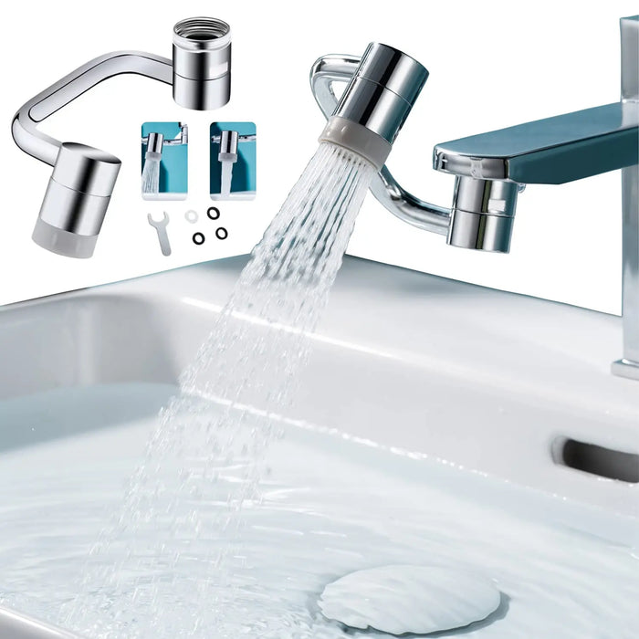 Stainless Steel 1080° Swivel Faucet Extender Splashproof with Dual Spray Mode Universal Adapter for Bathroom Sink Accessory
