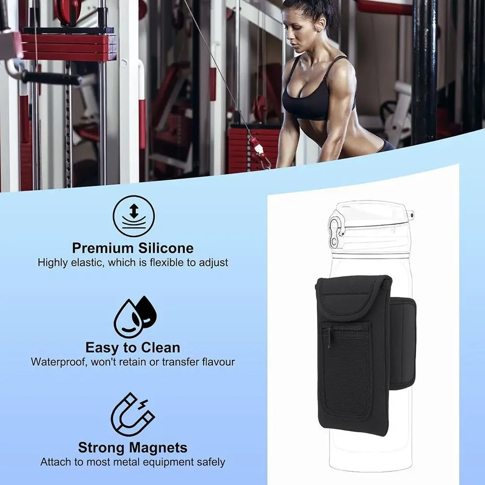 Water Bottle Elastic Sleeve Reusable Gym Accessories Elastic Magnetic Gym Bag Waterproof Water Bottle Pockets