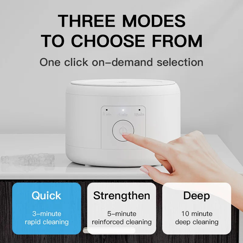 USB Rechargeable Ultrasonic Cleaner Machine – For Dentures, Retainers, Mouth Guards, Aligners & Whitening Trays – Personal Oral