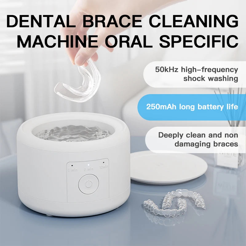 USB Rechargeable Ultrasonic Cleaner Machine – For Dentures, Retainers, Mouth Guards, Aligners & Whitening Trays – Personal Oral